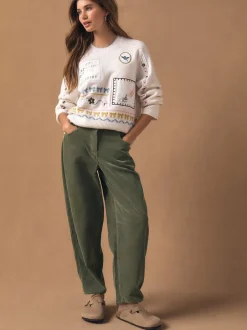 Gebreide Kleding*Next Ecru geborduurd - Gebreide trui met ronde hals van wol