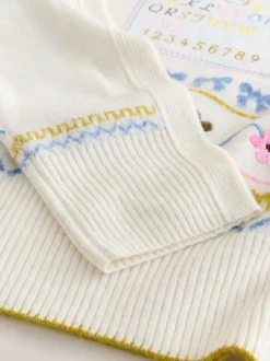 Gebreide Kleding*Next Ecru geborduurd - Gebreide trui met ronde hals van wol
