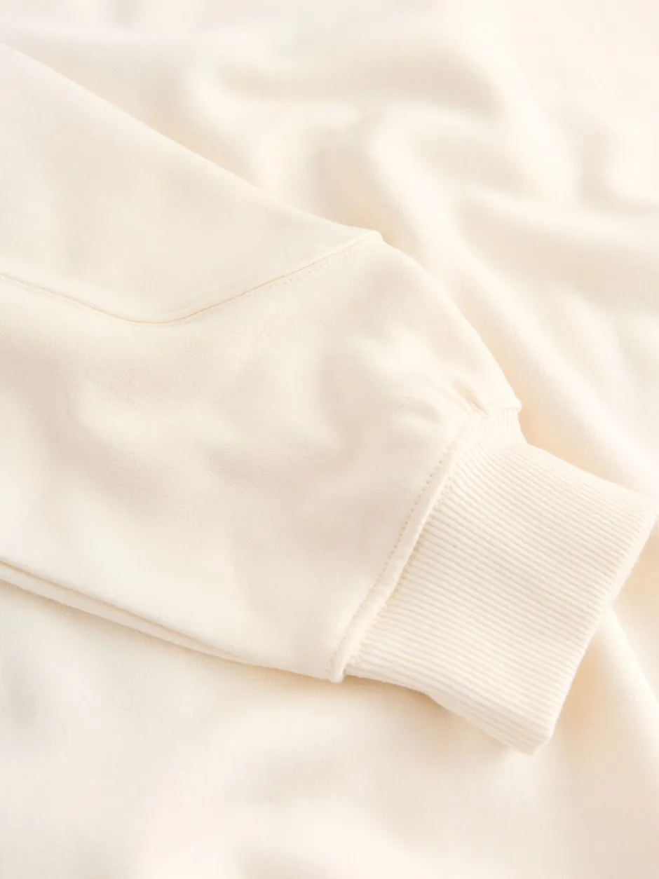 Hoody's En Sweatshirts*Next - Relaxed Fit Heavyweight Longline Crew Neck Sweatshirt Ecru gebroken wit