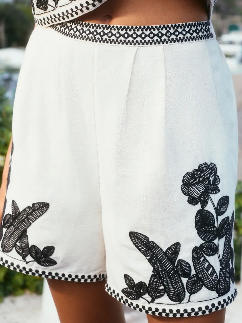 Shorts|Next Ecru gemêleerd - Geborduurde strandshorts