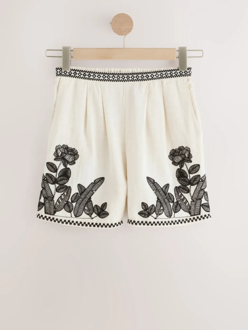 Shorts|Next Ecru gemêleerd - Geborduurde strandshorts