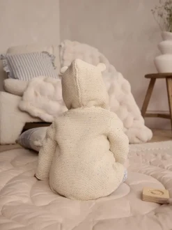Truien En Breisels|Gebreide Kleding|Next - Gebreid babyvest met capuchon Ecru gemêleerd