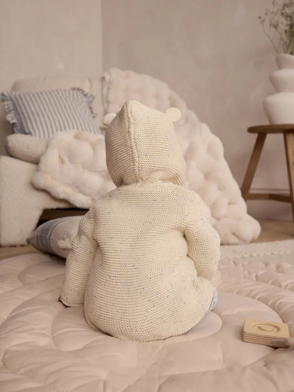 Truien En Breisels|Gebreide Kleding|Next - Gebreid babyvest met capuchon Ecru gemêleerd