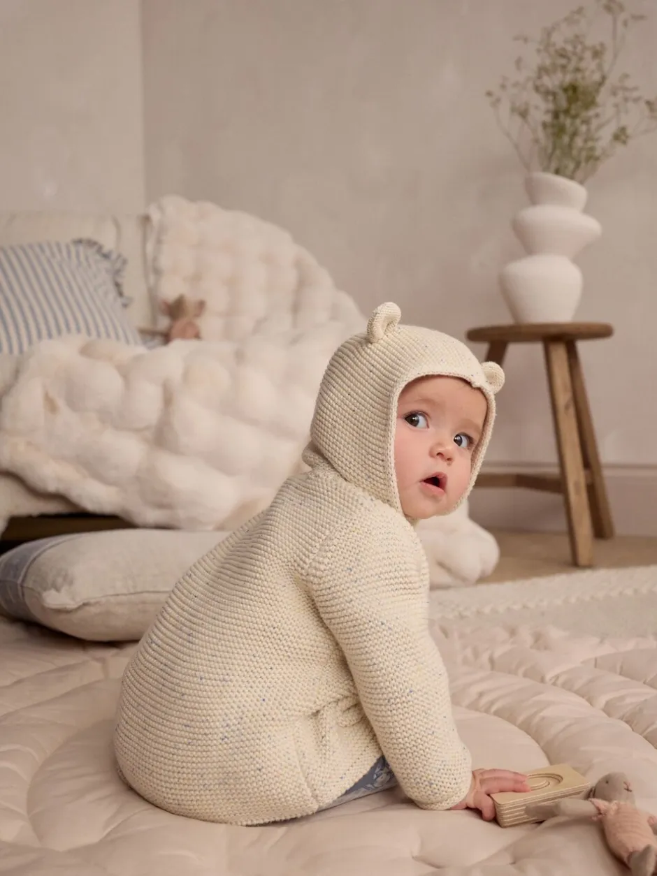 Truien En Breisels|Gebreide Kleding|Next - Gebreid babyvest met capuchon Ecru gemêleerd
