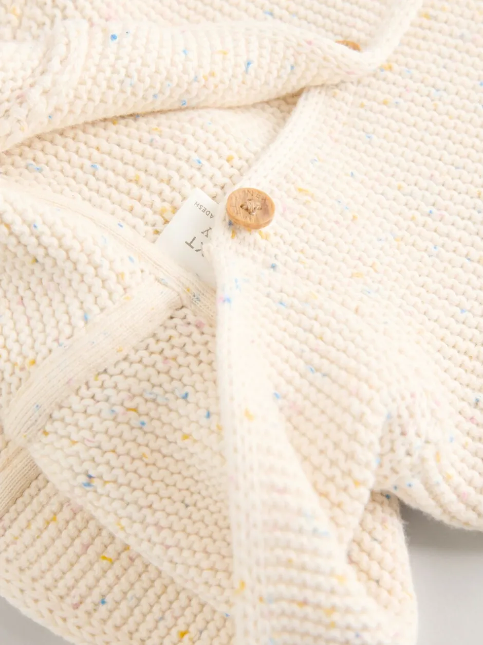 Truien En Breisels|Gebreide Kleding|Next - Gebreid babyvest met capuchon Ecru gemêleerd