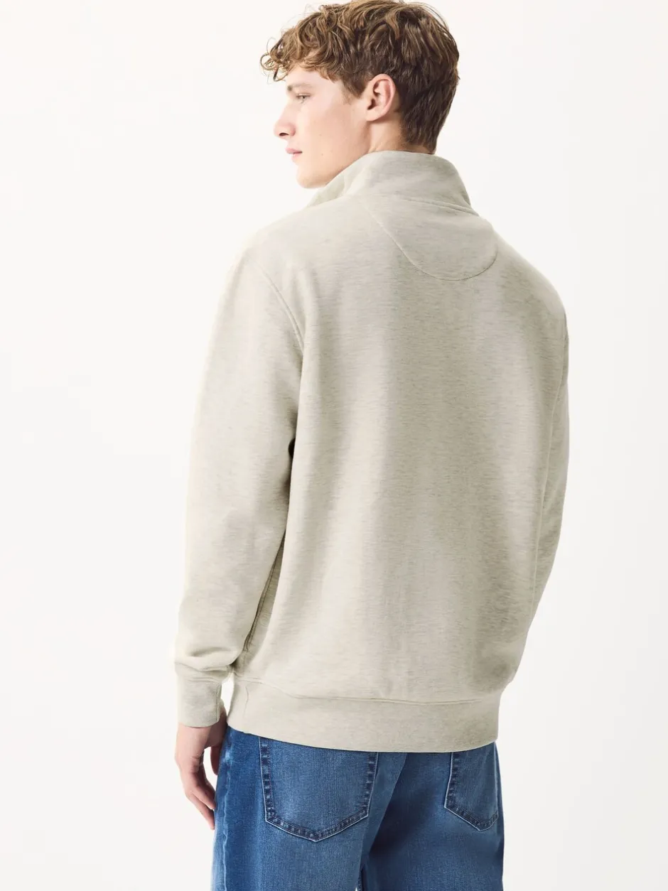 Sweaters En Hoody´S|Sweaters En Hoody´S|Next Ecru gemêleerd - Kwartrits - Sweatshirt van jersey met hoog katoengehalte
