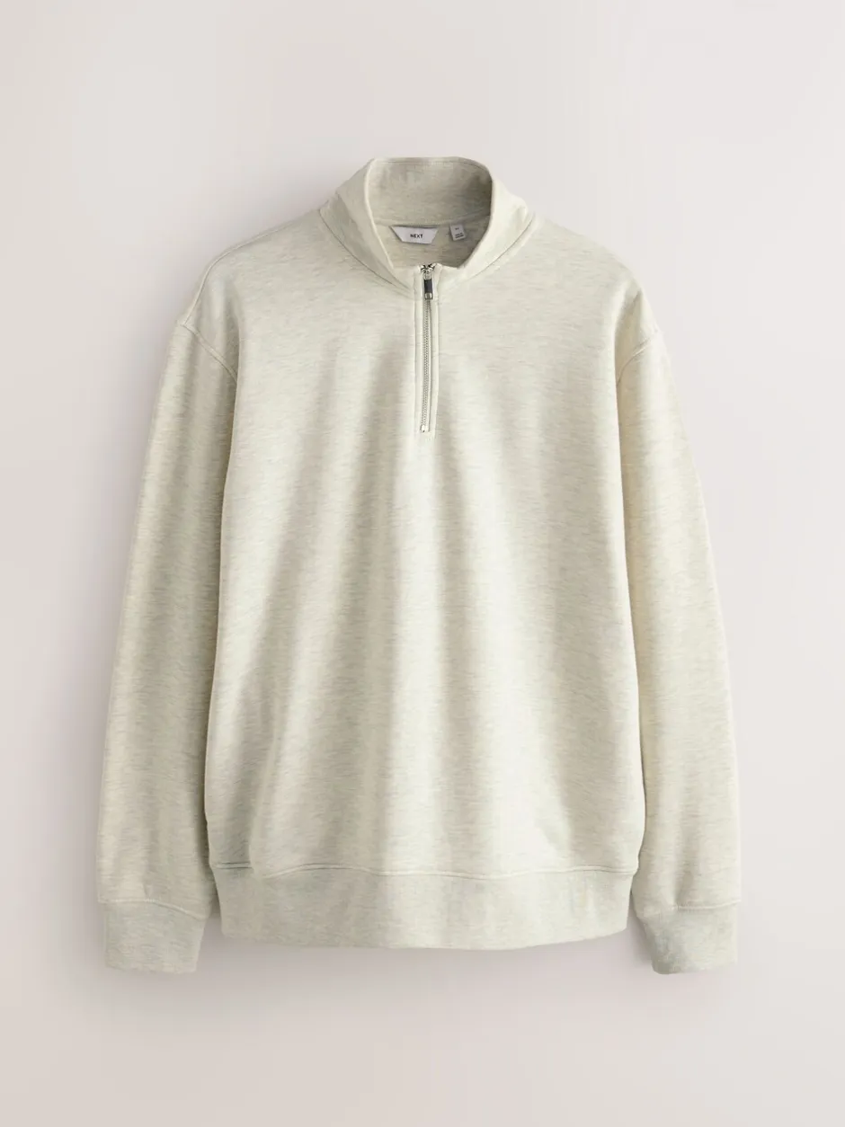 Sweaters En Hoody´S|Sweaters En Hoody´S|Next Ecru gemêleerd - Kwartrits - Sweatshirt van jersey met hoog katoengehalte