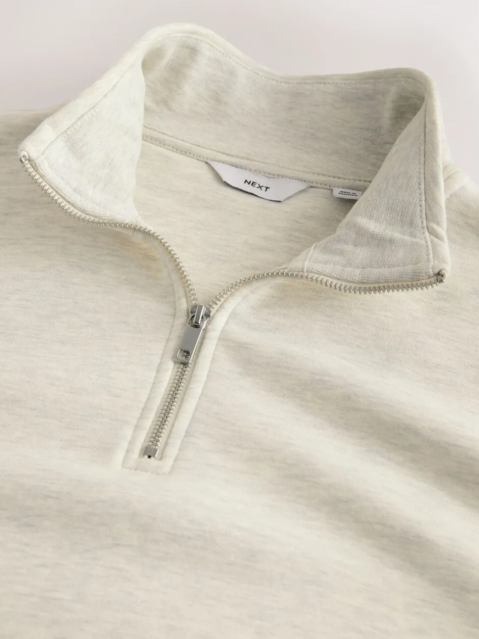 Sweaters En Hoody´S|Sweaters En Hoody´S|Next Ecru gemêleerd - Kwartrits - Sweatshirt van jersey met hoog katoengehalte