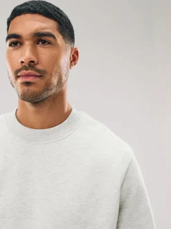 Sweaters En Hoody´S|Sweaters En Hoody´S|Next Ecru gemêleerd - Normale Pasvorm - Heavyweight Cotton Rich Crew Neck Sweatshirt