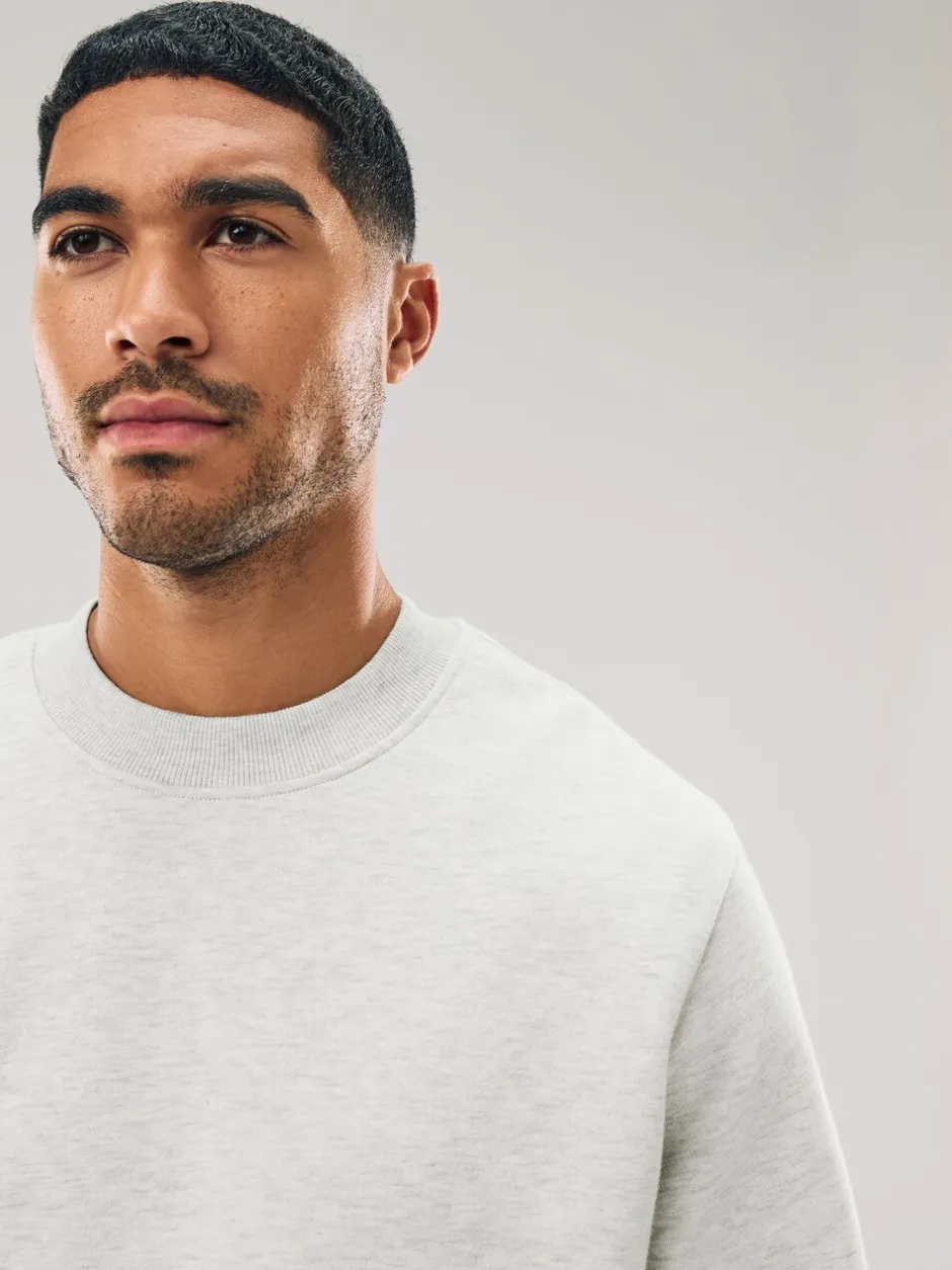 Sweaters En Hoody´S|Sweaters En Hoody´S|Next Ecru gemêleerd - Normale Pasvorm - Heavyweight Cotton Rich Crew Neck Sweatshirt
