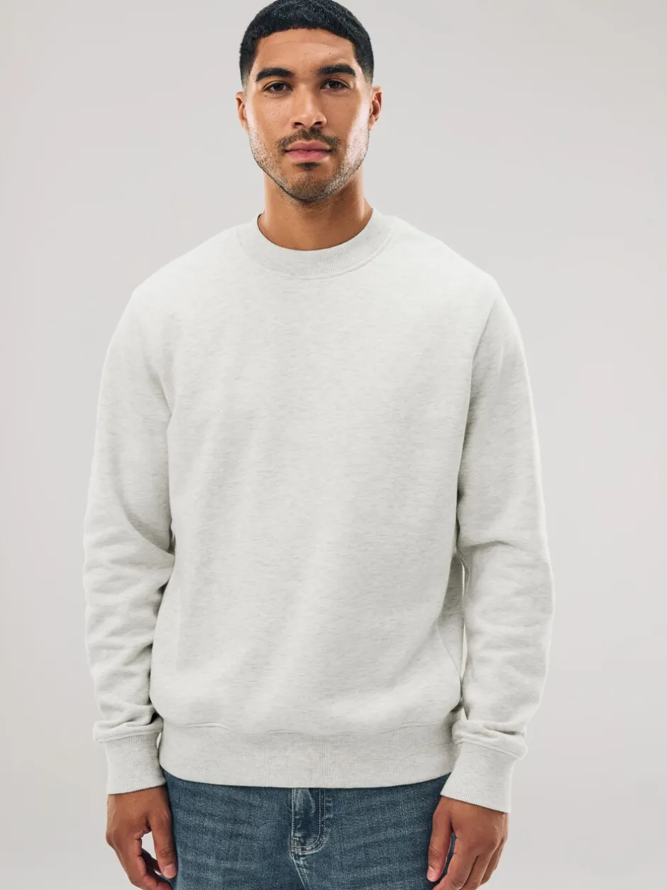 Sweaters En Hoody´S|Sweaters En Hoody´S|Next Ecru gemêleerd - Normale Pasvorm - Heavyweight Cotton Rich Crew Neck Sweatshirt