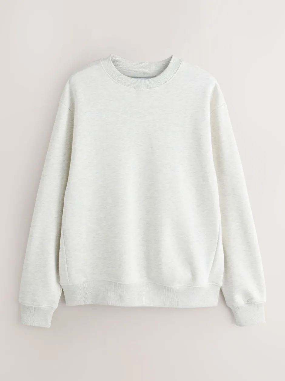 Sweaters En Hoody´S|Sweaters En Hoody´S|Next Ecru gemêleerd - Normale Pasvorm - Heavyweight Cotton Rich Crew Neck Sweatshirt