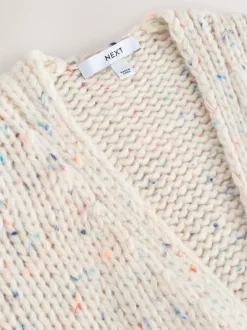 Gebreide Kleding*Next Ecru gemêleerd - Zacht aanvoelend Grof gebreid vest