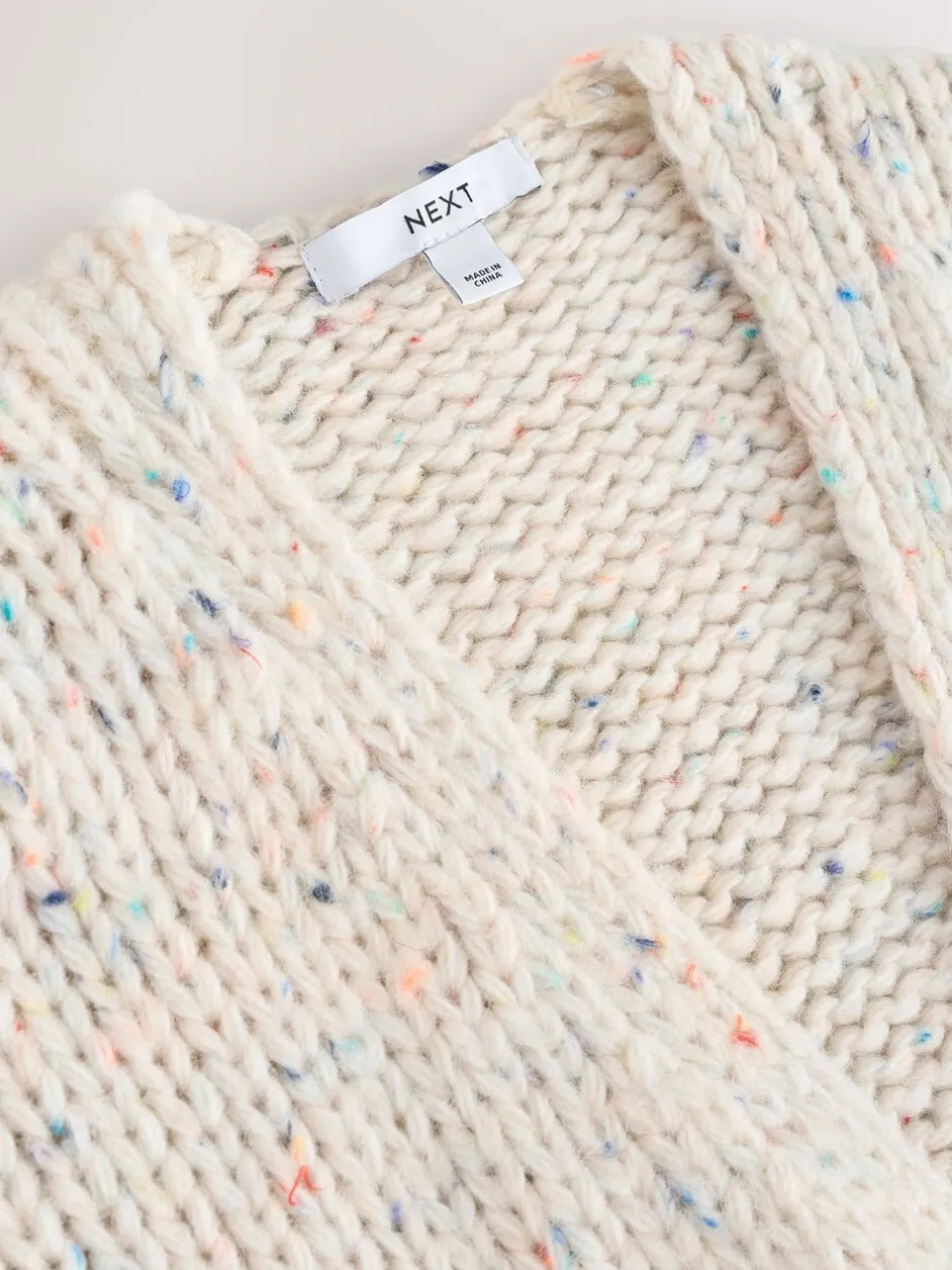 Gebreide Kleding*Next Ecru gemêleerd - Zacht aanvoelend Grof gebreid vest