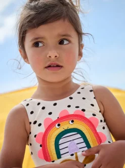 Badkleding|Badkleding|Next - Badpak (3 mnd-10 jr) Ecru gestippelde regenboog