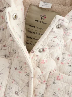 Jassen, Jacks En Kinderwagenpakjes|Jassen En Jacks|Next Ecru met bloemenmotief - Baby jas van jersey met kreukeltextuur (0mnd-2jr)