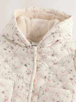 Jassen, Jacks En Kinderwagenpakjes|Jassen En Jacks|Next Ecru met bloemenmotief - Baby jas van jersey met kreukeltextuur (0mnd-2jr)