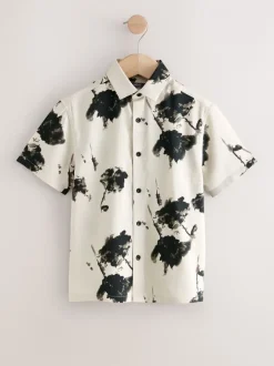 Shirts*Next Ecru met bloemenmotief - Overhemd met print en korte mouwen (3-16 jr)