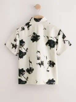 Shirts*Next Ecru met bloemenmotief - Overhemd met print en korte mouwen (3-16 jr)