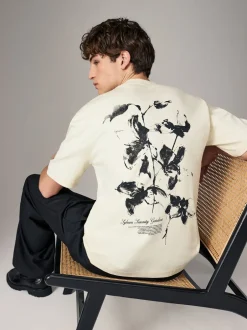 T-Shirts En Hemden*Next Ecru met bloemenmotief - Relaxed fit - Zwaar T-shirt met grafische print