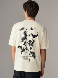 T-Shirts En Hemden*Next Ecru met bloemenmotief - Relaxed fit - Zwaar T-shirt met grafische print