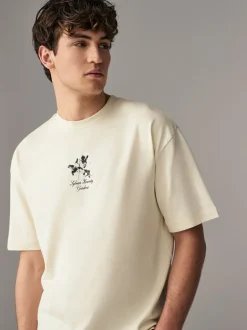 T-Shirts En Hemden*Next Ecru met bloemenmotief - Relaxed fit - Zwaar T-shirt met grafische print