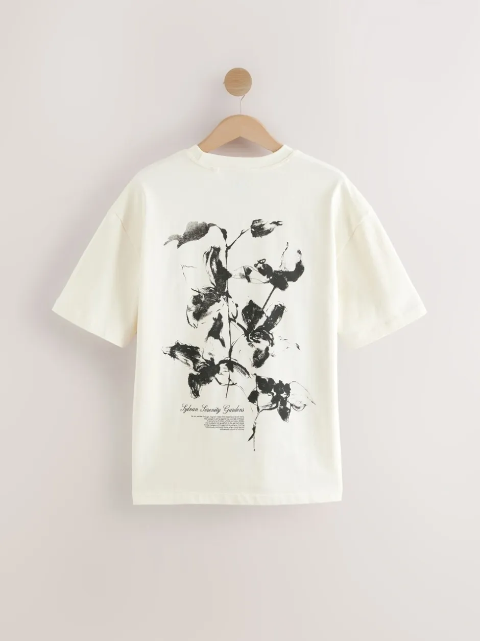 T-Shirts En Hemden*Next Ecru met bloemenmotief - Relaxed fit - Zwaar T-shirt met grafische print