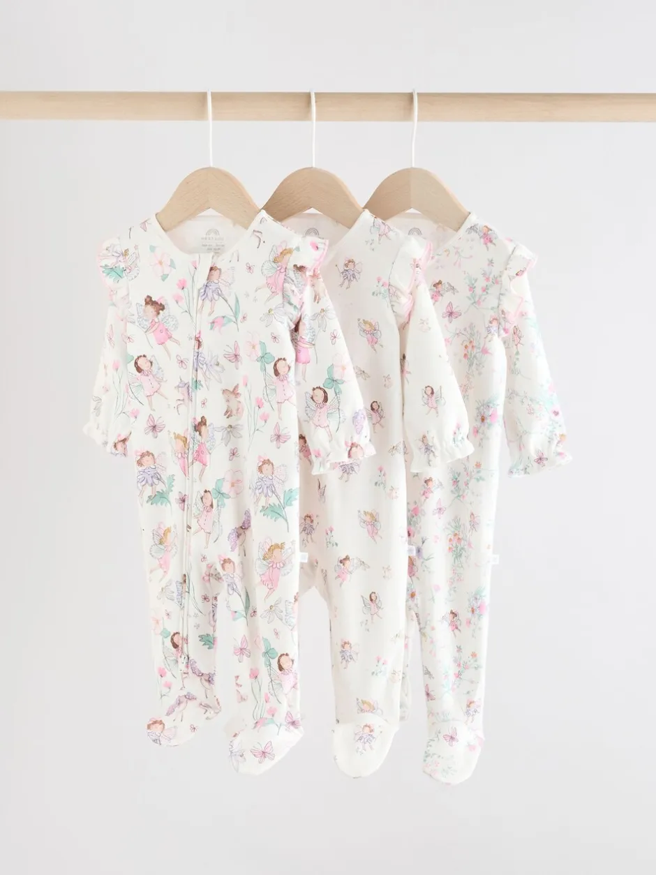 Babypakjes En Babypyjama's*Next Ecru met elfje - Verpakking van 3 babypyjama's met tweewegrits (0-2jr)
