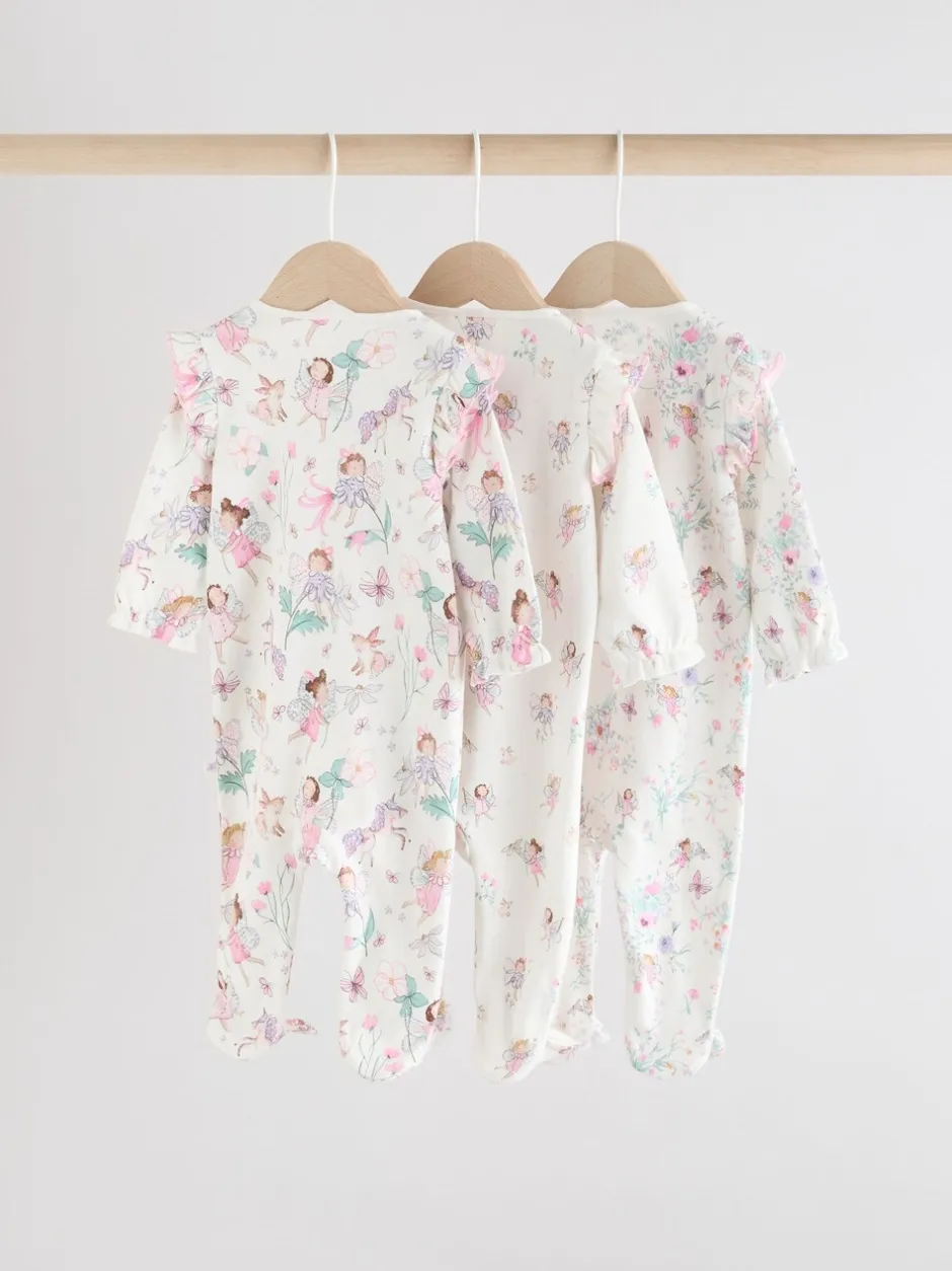 Babypakjes En Babypyjama's*Next Ecru met elfje - Verpakking van 3 babypyjama's met tweewegrits (0-2jr)