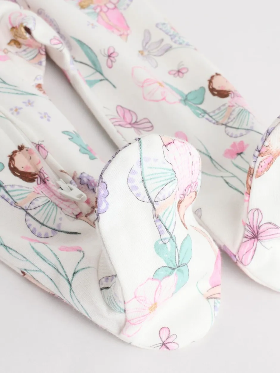 Babypakjes En Babypyjama's*Next Ecru met elfje - Verpakking van 3 babypyjama's met tweewegrits (0-2jr)