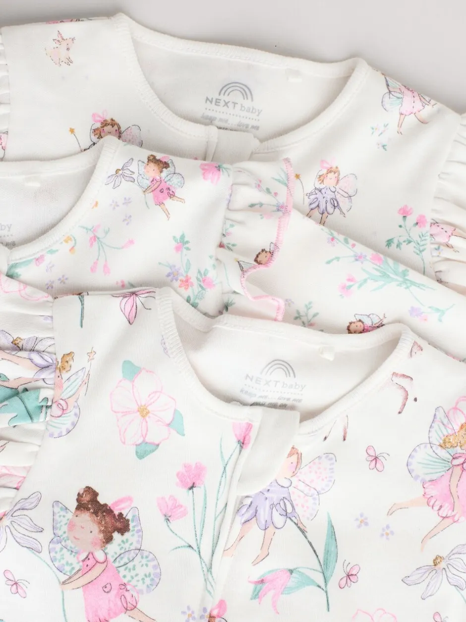 Babypakjes En Babypyjama's*Next Ecru met elfje - Verpakking van 3 babypyjama's met tweewegrits (0-2jr)