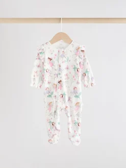 Babypakjes En Babypyjama's*Next Ecru met elfje - Verpakking van 3 babypyjama's met tweewegrits (0-2jr)