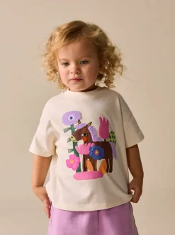 Tops|Tops|Next - T-shirt met korte mouwen (3 mnd-7 jr) Ecru White Horse