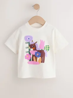 Tops|Tops|Next - T-shirt met korte mouwen (3 mnd-7 jr) Ecru White Horse