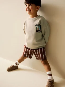 Sets En Combisets|Truien En Breisels*Next Ecru Wild Days - Crew Neck Sweatshirt and Shorts Set (3mths-7yrs) (3mths-7yrs)