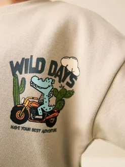 Sets En Combisets|Truien En Breisels*Next Ecru Wild Days - Crew Neck Sweatshirt and Shorts Set (3mths-7yrs) (3mths-7yrs)