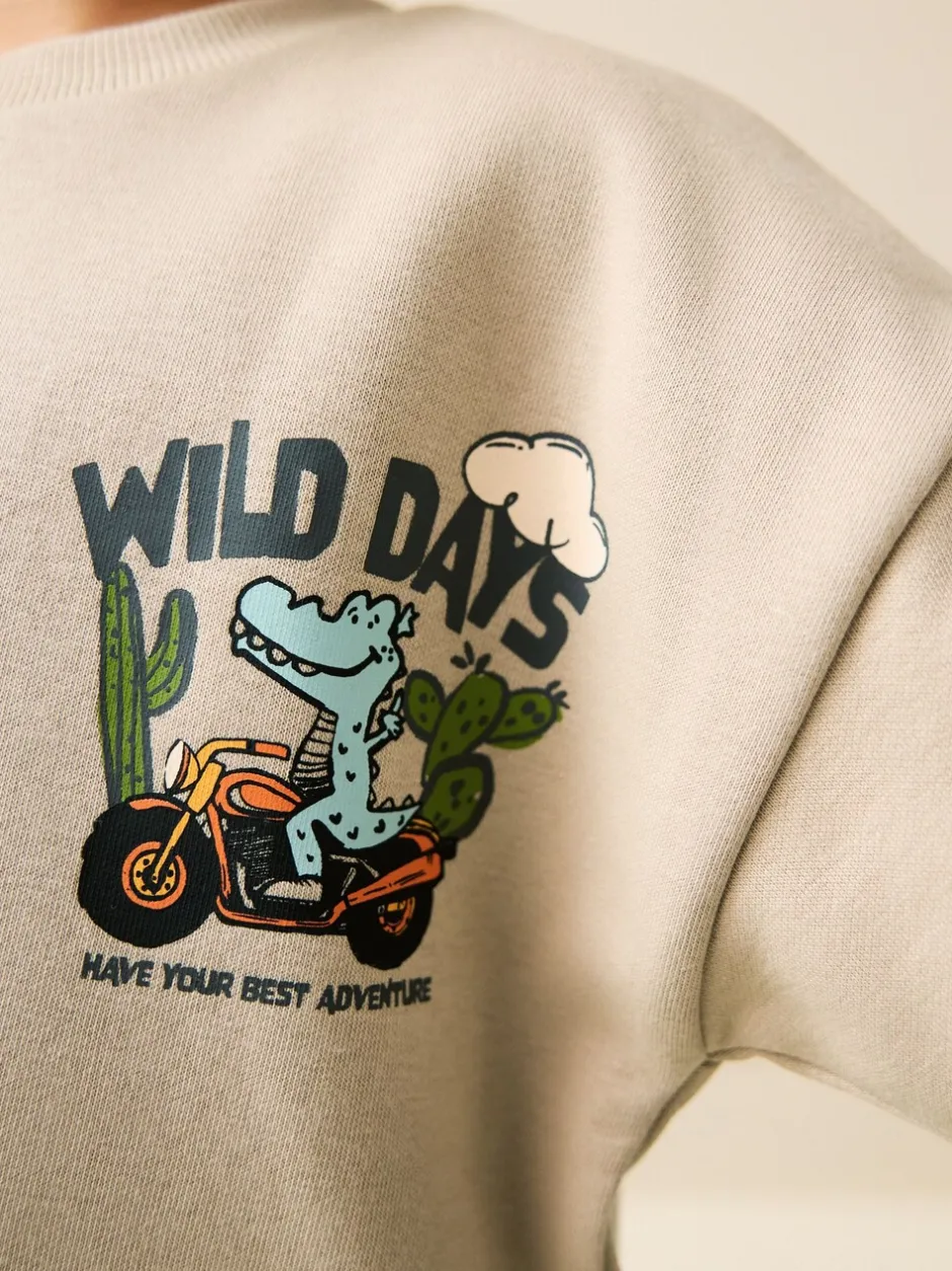 Sets En Combisets|Truien En Breisels*Next Ecru Wild Days - Crew Neck Sweatshirt and Shorts Set (3mths-7yrs) (3mths-7yrs)