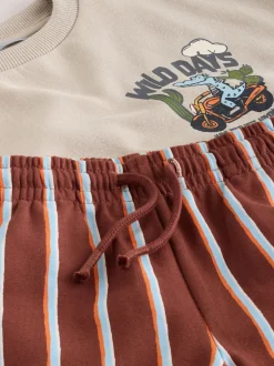 Sets En Combisets|Truien En Breisels*Next Ecru Wild Days - Crew Neck Sweatshirt and Shorts Set (3mths-7yrs) (3mths-7yrs)