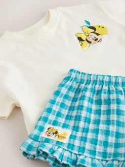 Tops|Sets En Combisets*Next Ecru wit - Disney Minnie and Mickey Short Sleeve Top and Shorts Set (3mths-7yrs)