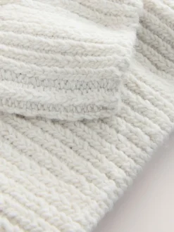 Gebreide Kleding|Next - Roll Neck Cable Longline Jumper with Wool Ecru wit