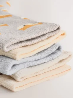 Sokken En Panty's|Sokken*Next Ecru Woodland Animals - Set van 5 Cosy Terry sokken met hoog katoengehalte