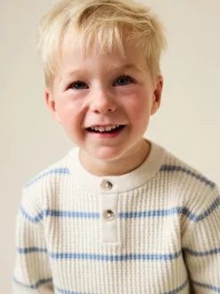 Truien En Breisels*Next - Knitted Stripe Henley Jumper (3mths-7yrs) Ecru/blauw