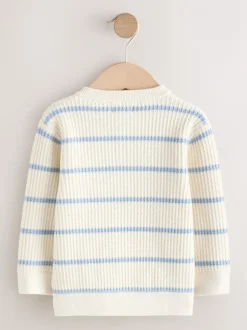 Truien En Breisels*Next - Knitted Stripe Henley Jumper (3mths-7yrs) Ecru/blauw