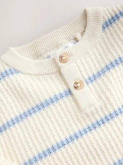 Truien En Breisels*Next - Knitted Stripe Henley Jumper (3mths-7yrs) Ecru/blauw
