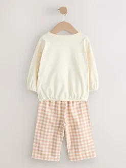 Nachtkleding En Pyjama's|Pyjama's|Next Ecru/Brown Aspen Bear - Sweatshirt Pyjamas with Woven Bottoms Set (9mths-10yrs)