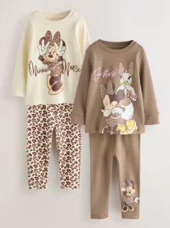 Nachtkleding En Pyjama's|Pyjama's*Next Ecru/bruin - Minnie Mouse knusse pyjama's verpakking van 2 (9mnd -12jr)