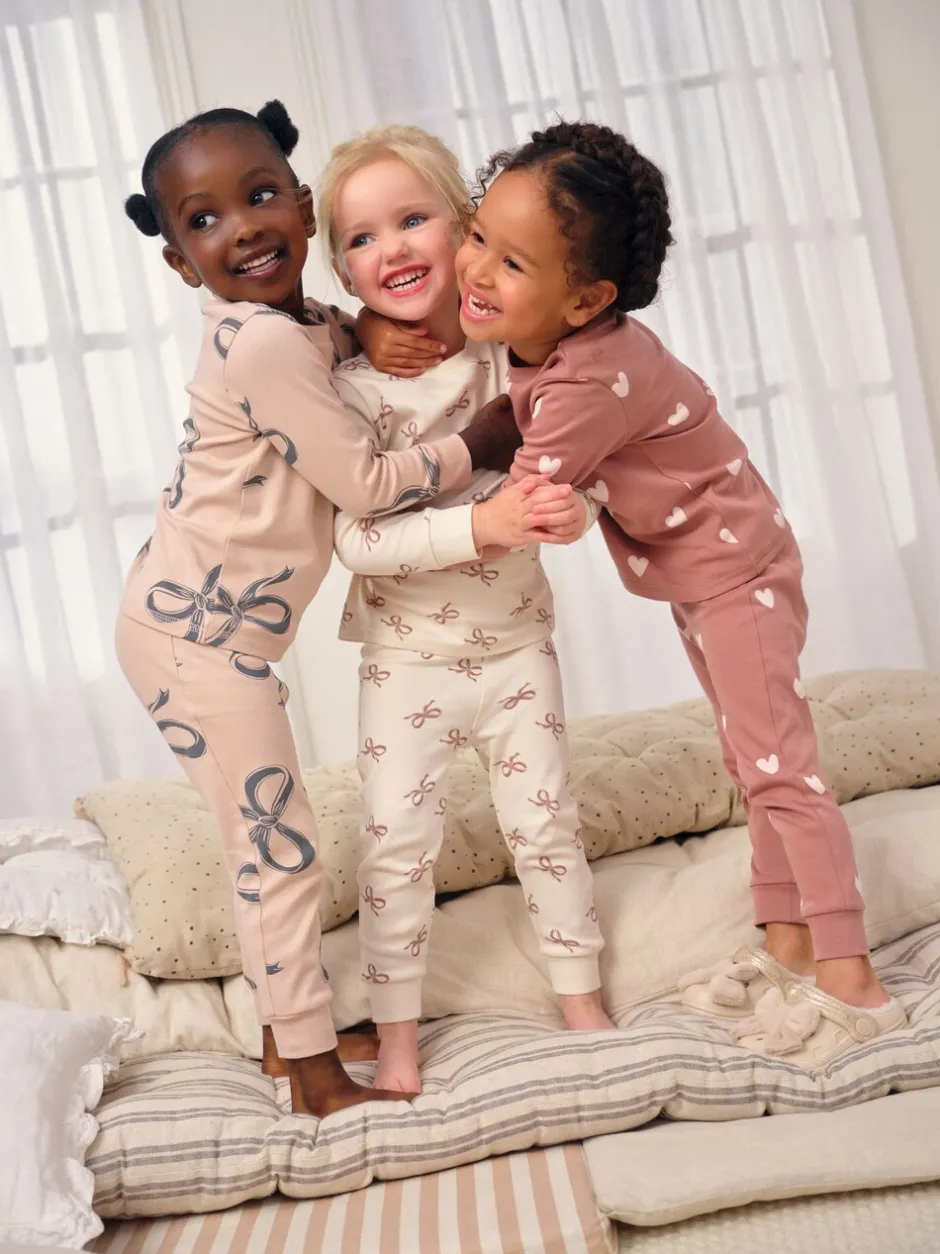 Multipacks|Nachtkleding En Pyjama's|Next Ecru/Bruin Strikprint - Verpakking van 3 knusse pyjama's (9 mnd-12 jr)