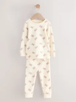 Multipacks|Nachtkleding En Pyjama's|Next Ecru/Bruin Strikprint - Verpakking van 3 knusse pyjama's (9 mnd-12 jr)