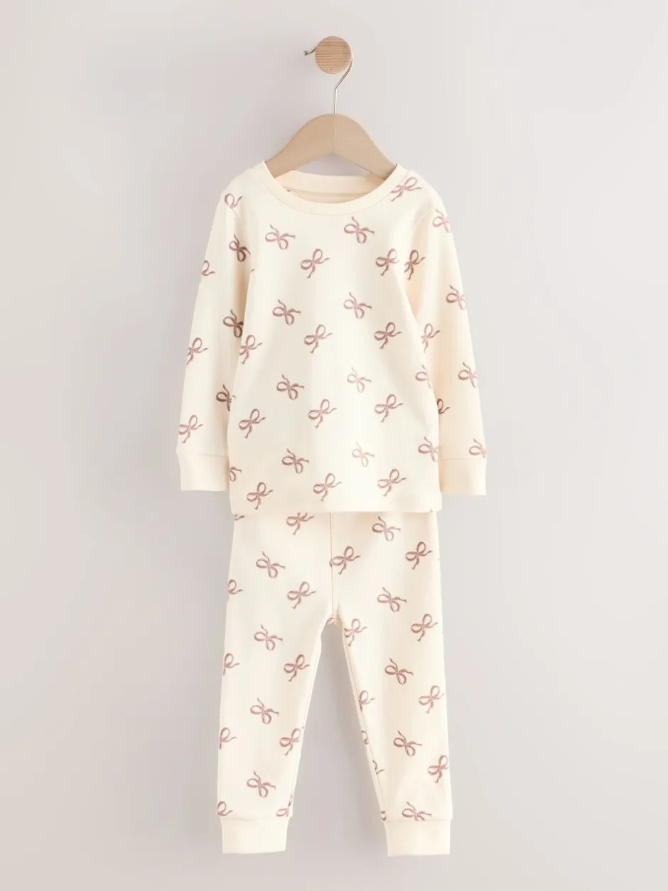 Multipacks|Nachtkleding En Pyjama's|Next Ecru/Bruin Strikprint - Verpakking van 3 knusse pyjama's (9 mnd-12 jr)