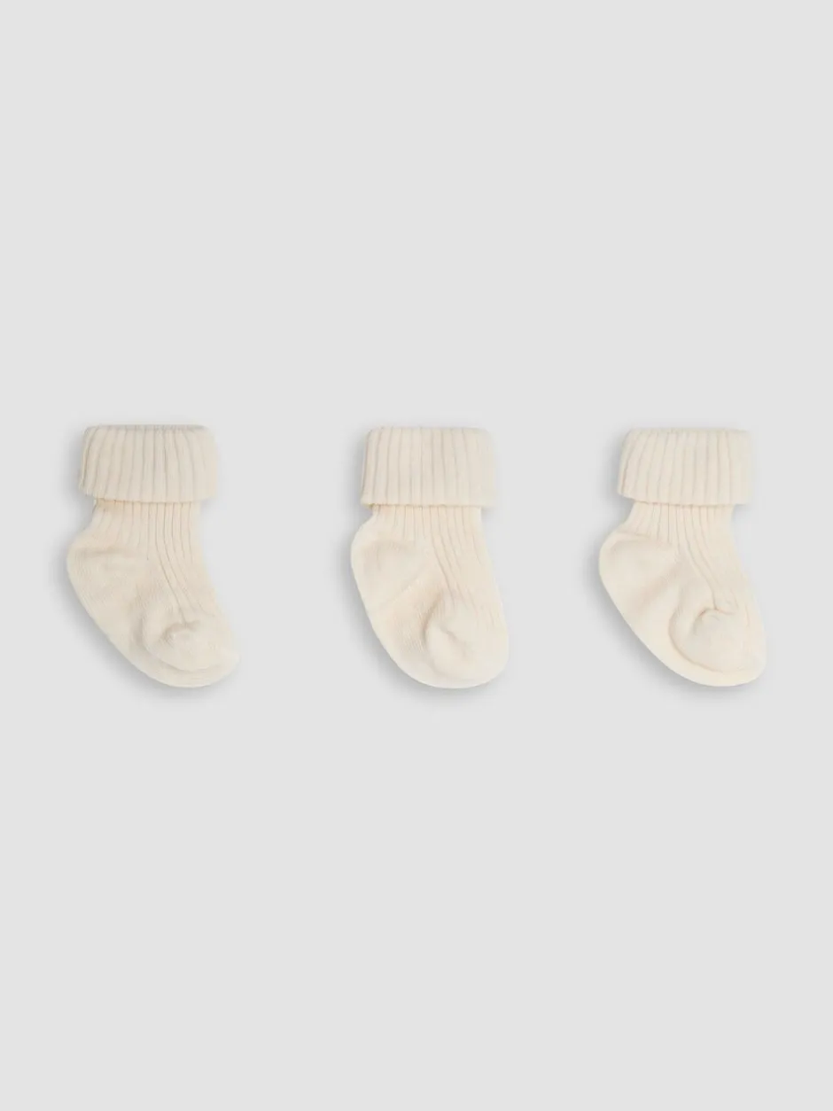 Sokken*Jojo Maman Bébé - Baby Geribbelde Sokken 3 Pak Ecru-crème